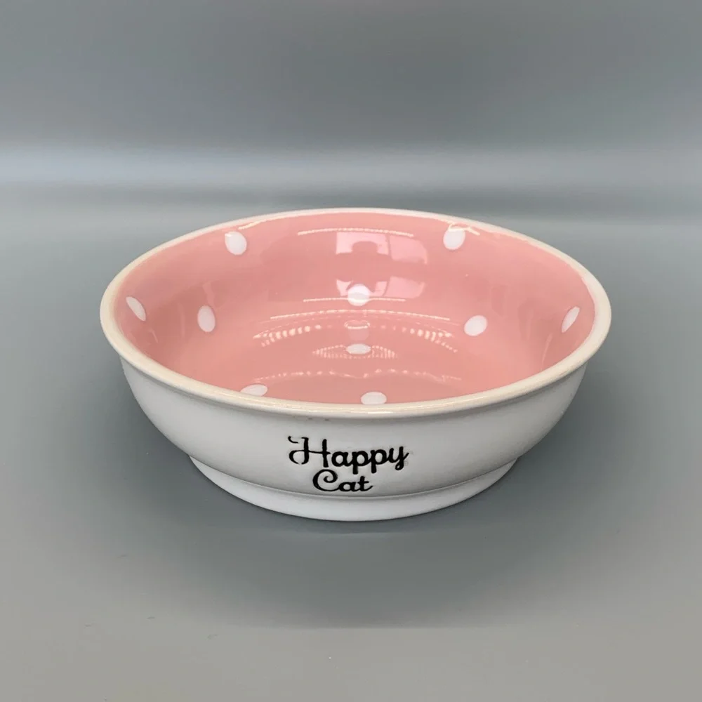 Happy Cat Bowl with polka dots - brand new